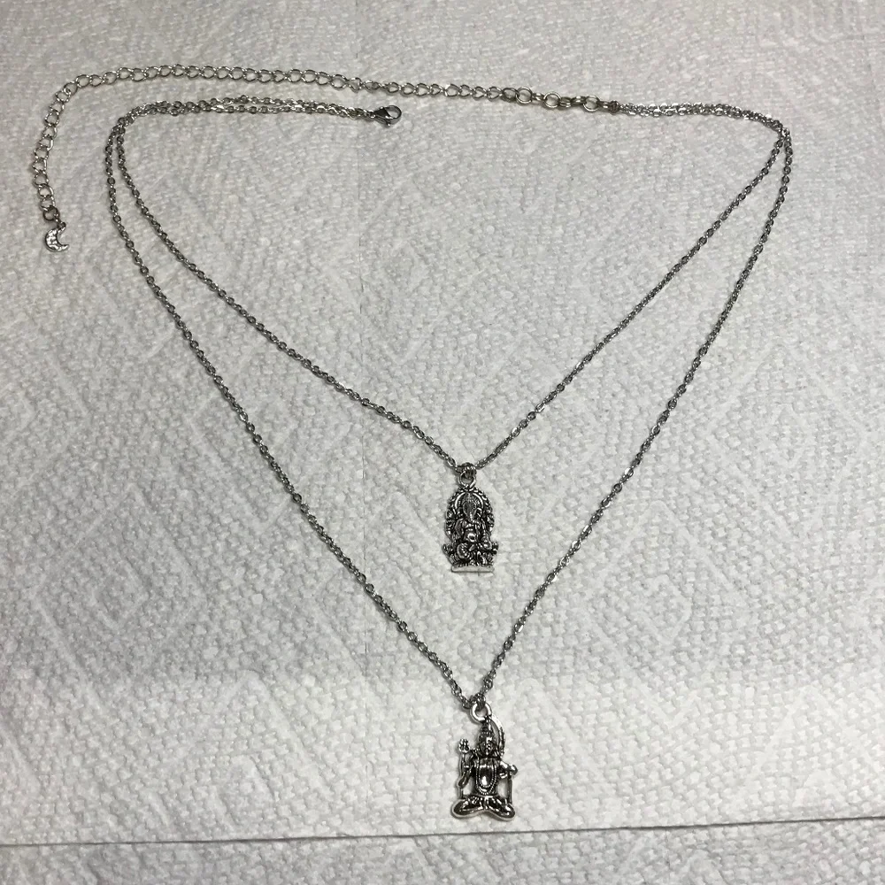 Hindu Ganesha & Shiva Handmade 2-Layer Silver Necklace - Picture 11 of 15